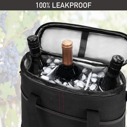 OPUX 3 Bottle Wine Carrier Tote, Insulated Leakproof Wine Cooler Bag, Wine Travel Bag Tote for Picnic BYOB Beach, Portable Wine Bottle Carrying Case, Gift for Wine Lover Women Men Christmas, Black