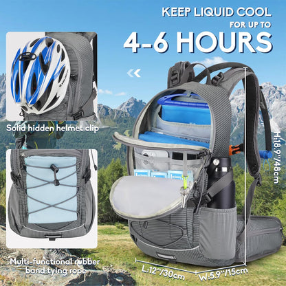 Hydration Backpack 3L Water Bladder, Hiking Water Backpack with Rain Cover, Insulation Hydration Daypack Rucksack for Cycling