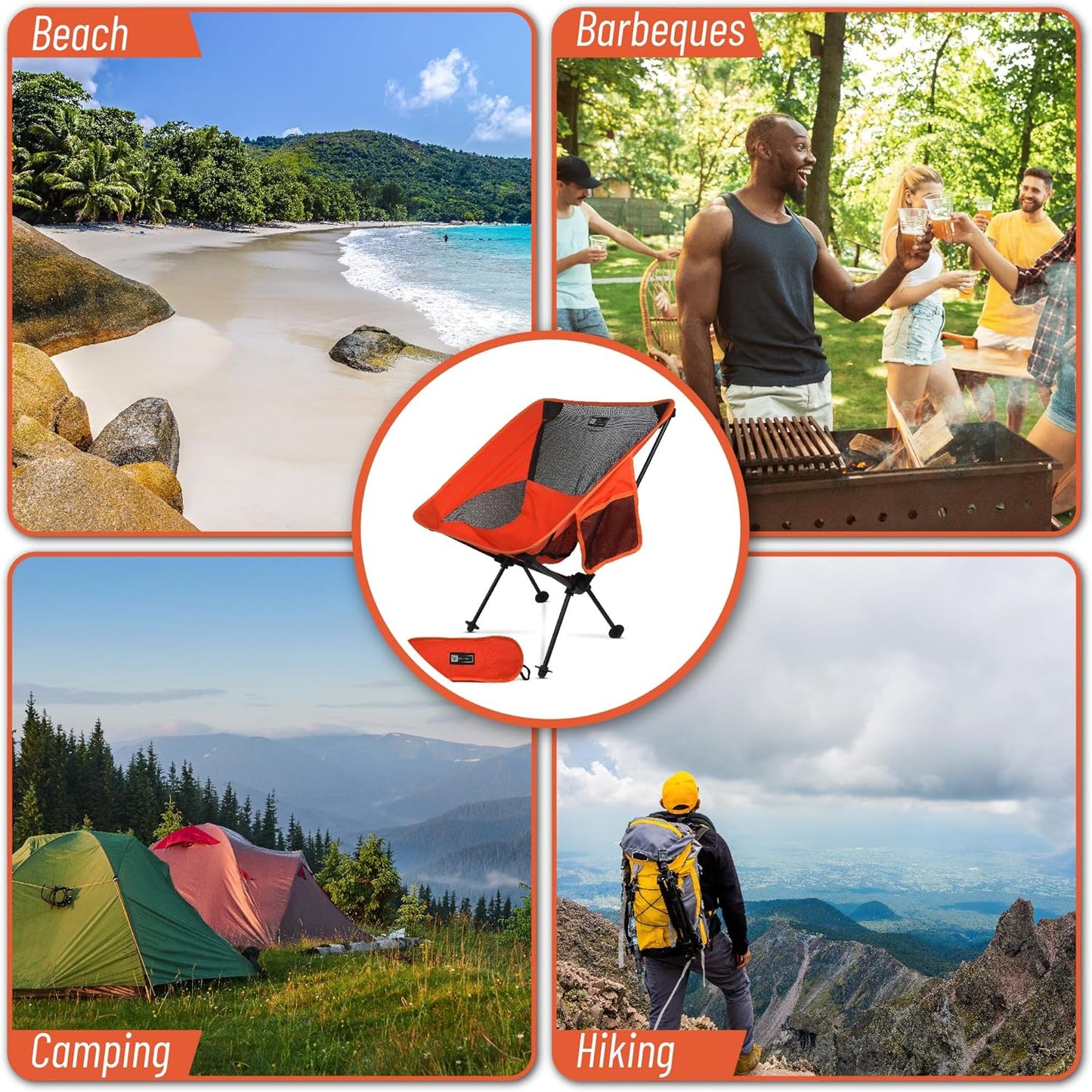 Portable Camping Chair - Light Weight Folding Chair with Compact Design for Camping, Backpacking, Hiking, Fishing, Beach or Any Other Outdoor Adventures