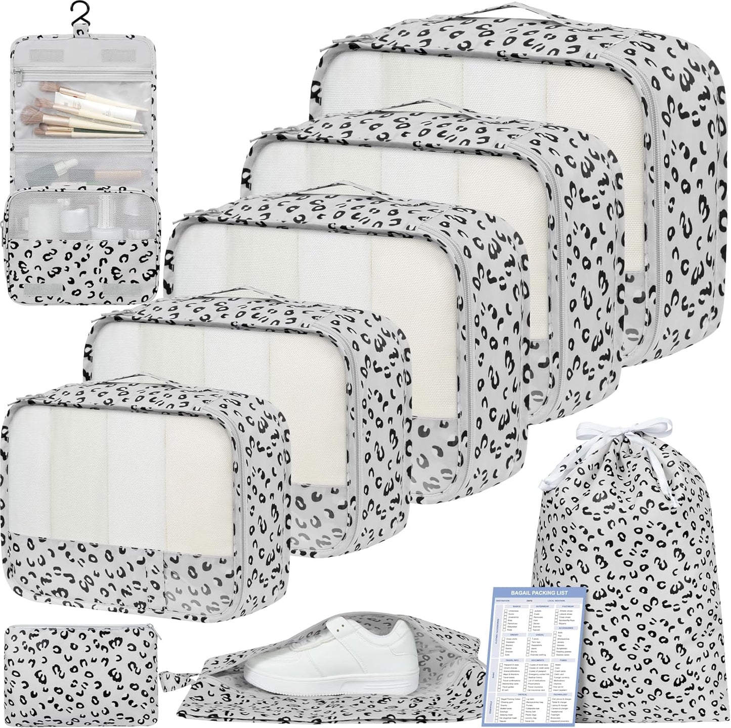 BAGAIL 9 Set Packing Cubes Luggage Packing Organizers for Travel Accessories