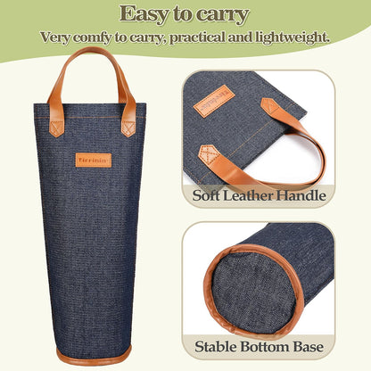 Tirrinia Single Wine Carrier Tote, Insulated Wine Cooler Bag for Travel, Picnic, & Wine Gifts – Thermal Padded Wine Bottle Holder Tote for Men & Women, Wine Gift for Wine Lovers,Dark Blue