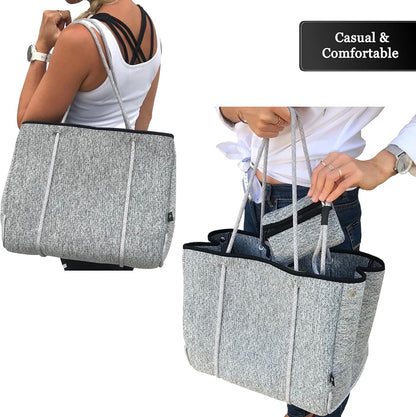 Pole Tribe Neoprene Tote - Large Beach, Gym, Travel Bag & Wallet, Water-Resistant, Durable, Lightweight, Sailor Rope Design