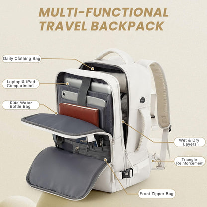Travel Backpack for Women, Carry On Backpack Flight Approved, Personal Item Travel Bag with USB Charging Port, Casual Daypack College Bag Suitcase Backpack for Weekend, Fit 16 Inch Laptop