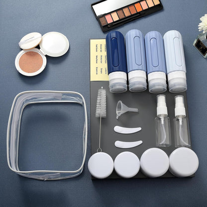 16 Pack Travel Bottles Set for Toiletries, Leakproof Travel Containers for Toiletries TSA Approved Silicone Travel Accessories Squeezable Refillable 3oz for Shampoo Conditioner Lotion Blue
