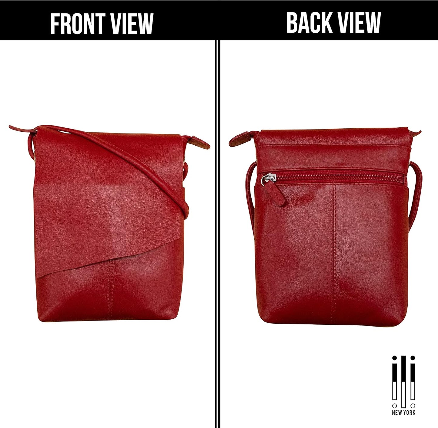 ili New York Leather Mini Sac Crossbody - Genuine Leather Crossbody Bags for Women with RFID Blocking, Adjustable Strap