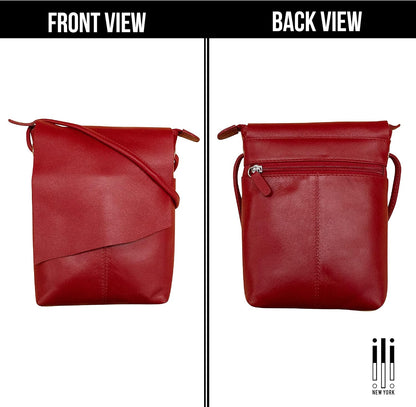 ili New York Leather Mini Sac Crossbody - Genuine Leather Crossbody Bags for Women with RFID Blocking, Adjustable Strap
