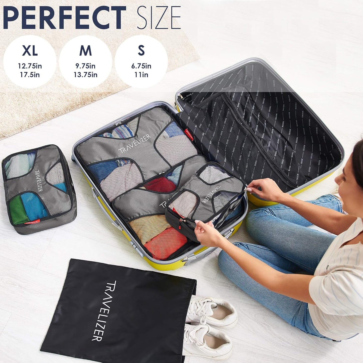 Travel Packing Cubes 5 pcs Luggage Organizer Set for Bag & Suitcase