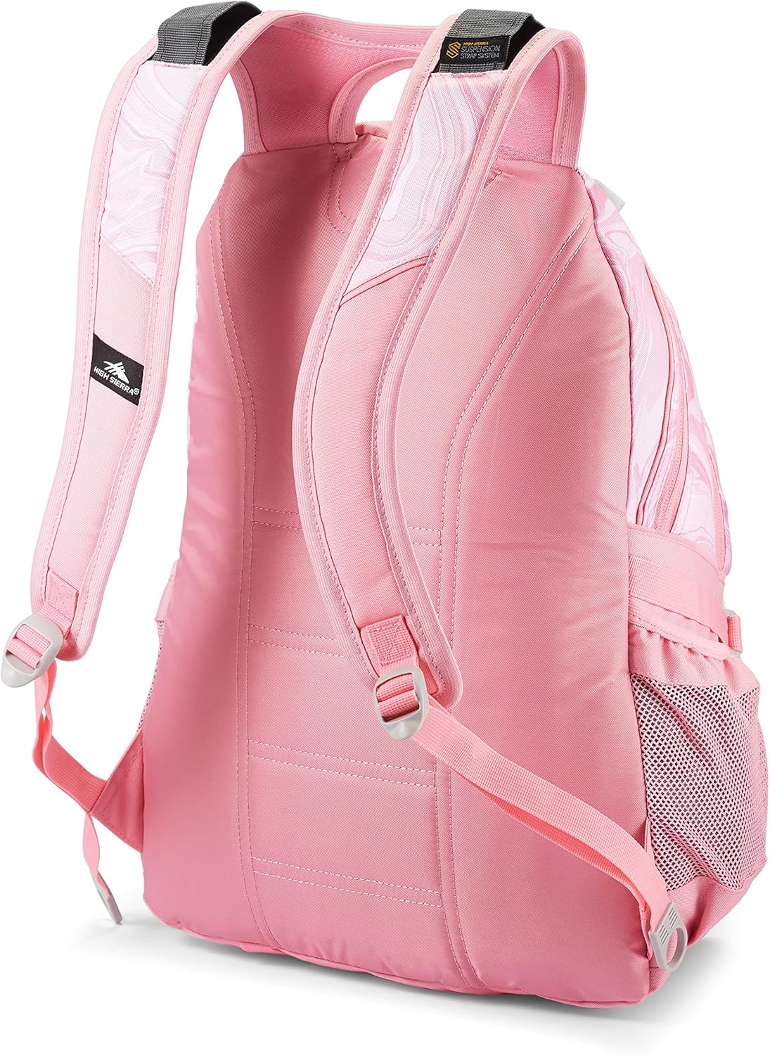 High Sierra Loop Backpack, Travel, or Work Bookbag with tablet sleeve, One Size, Pink Marble - Bubblegum Pink