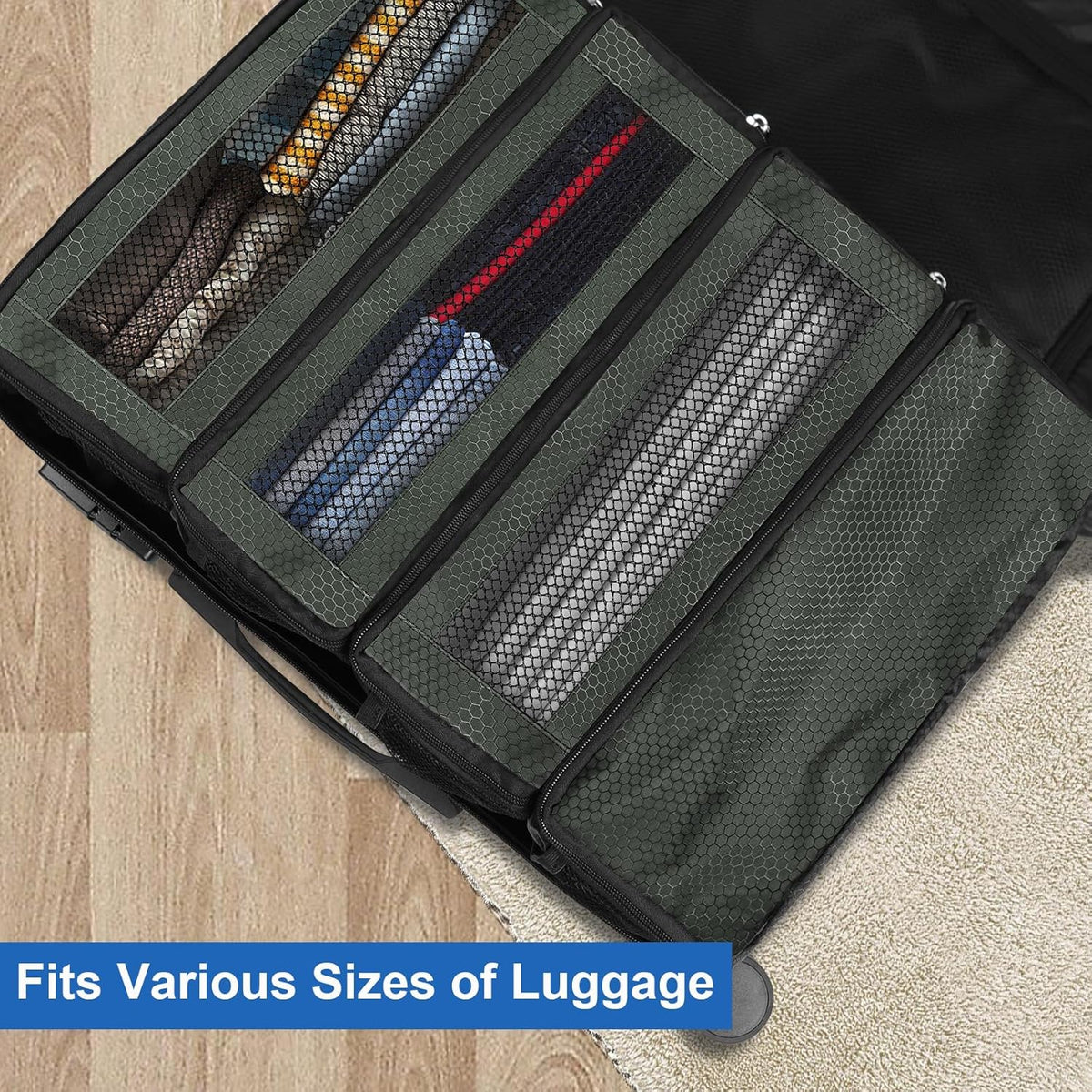 Suitcase Organizer, Travel Luggage Organizer Portable Hanging Travel Shelves Collapsible Hanging Packing Cubes for Carry on Suitcase