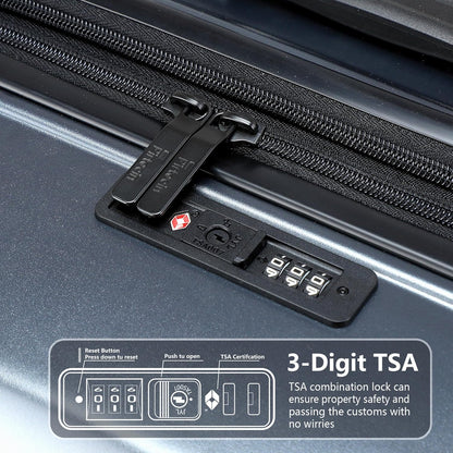 28 Inch Luggage with Spinner Wheels, Lightweight Expandable PC Hardside Large Checked Luggage with TSA Lock, Durable Rolling Suitcase, Gray