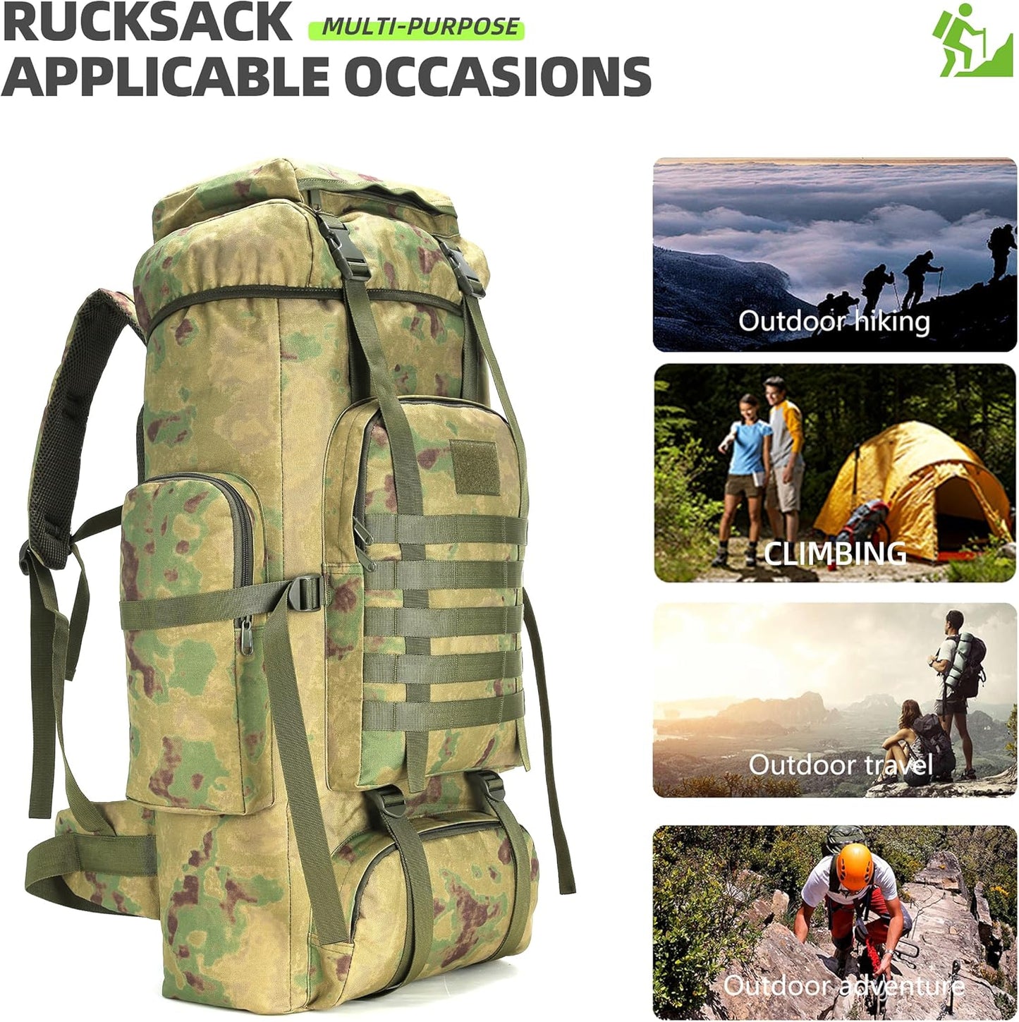 King'sGuard 70L Camping Hiking Backpack Tactical Backpack Military Molle Rucksack Backpack for Outdoor