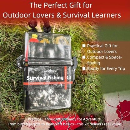 Mini Survival Fishing Kit Small Emergency Fishing Gear Box Pocket Fishing Tackle Travel Fishing Shoebox Surf Survivalist Fishing Accessories Pack Gifts for Fishing Starter Men