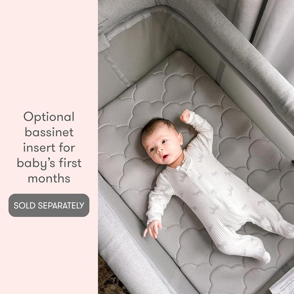 Newton Baby Deluxe Travel Crib & Play Yard | Breathable, Washable Mattress, Foldable Playpen for Toddlers, Travel Bag, Grey