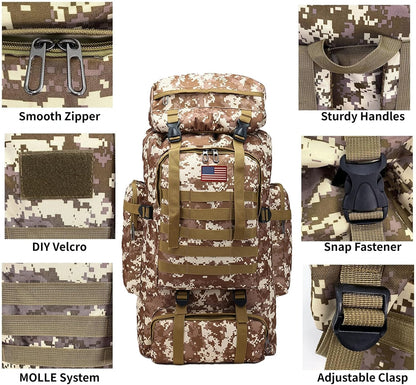 80L 2Pcs Hiking Backpack for Men with Sling Tactical Backpack - Rucksack Molle Military Tactical Waterproof Lightweight Camping Backpack 3 Day Assault Pack for Travel, Climbing, Backpacking