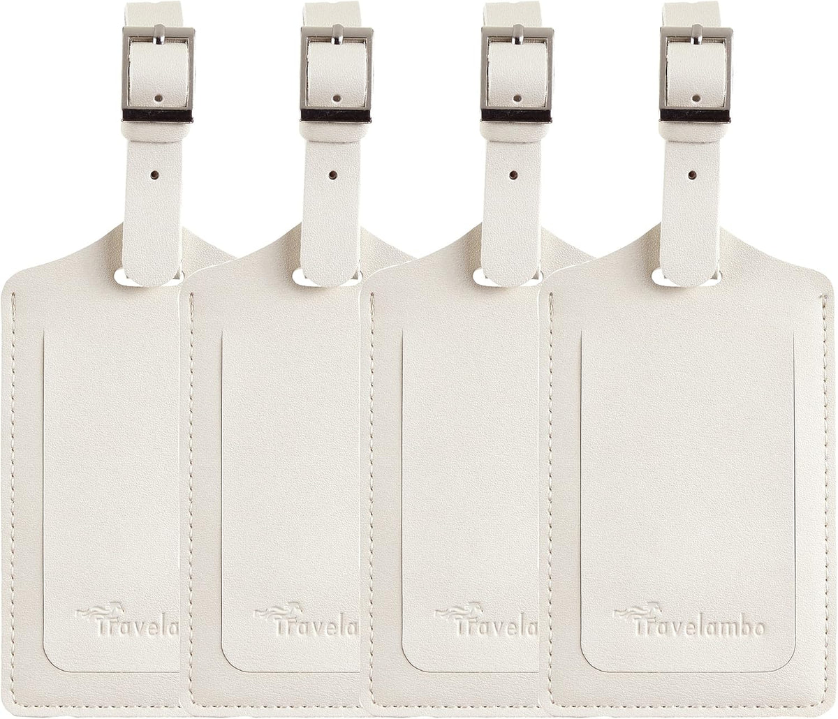 Travelambo Luggage Tags for Suitcases PU Leather Travel Tags Bag Tags Privacy Protection Travel Essentials