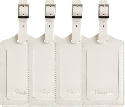 Travelambo Luggage Tags for Suitcases PU Leather Travel Tags Bag Tags Privacy Protection Travel Essentials