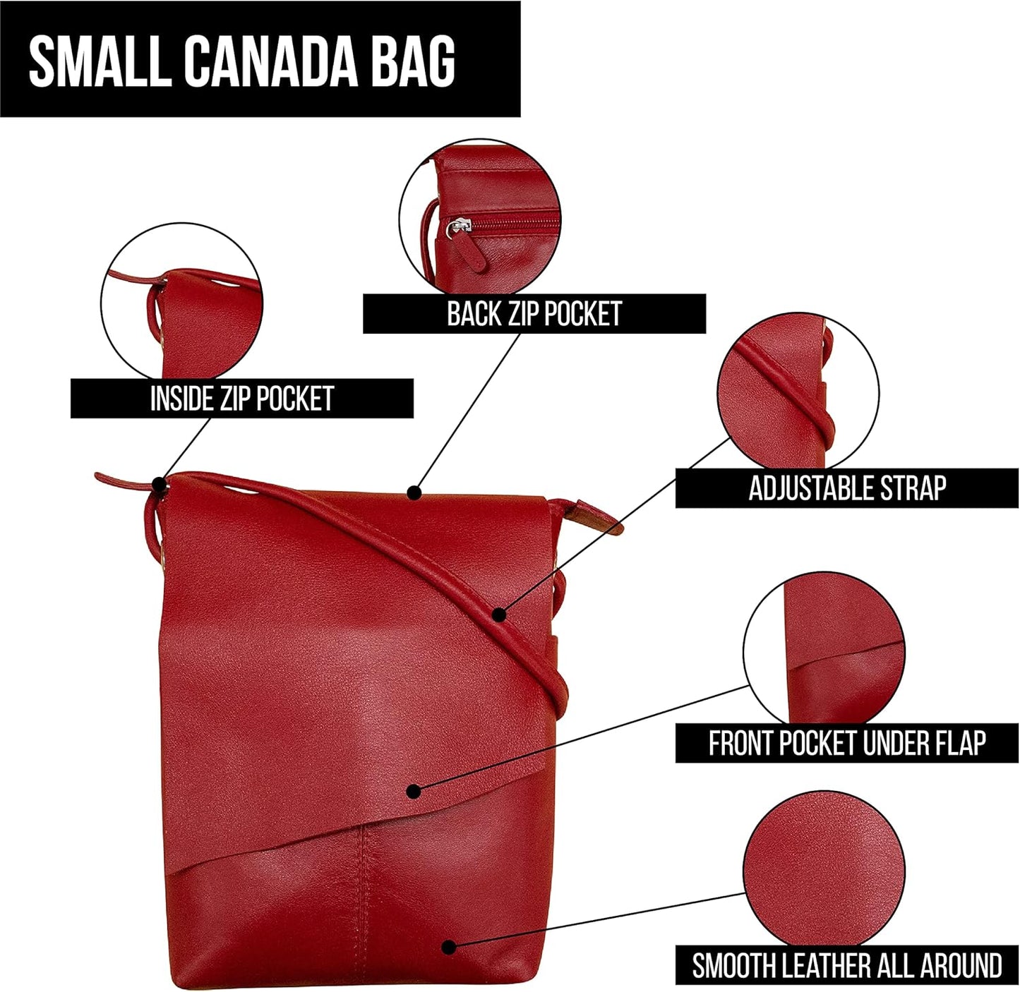 ili New York Leather Mini Sac Crossbody - Genuine Leather Crossbody Bags for Women with RFID Blocking, Adjustable Strap