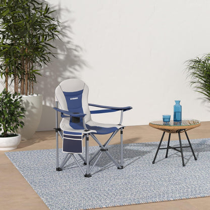 FUNDANGO 2 Packs Oversized Camping Chair with Lumbar Back Support Padded Outdoor Heavy Duty Camping Chair for Adults with Cup Holder, Armrest, Support 300 lbs