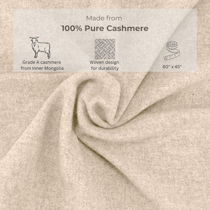 Jet&Bo 100% Pure Cashmere Travel Blanket & Storage Pouch Sand 60" x 45" in Gift Box