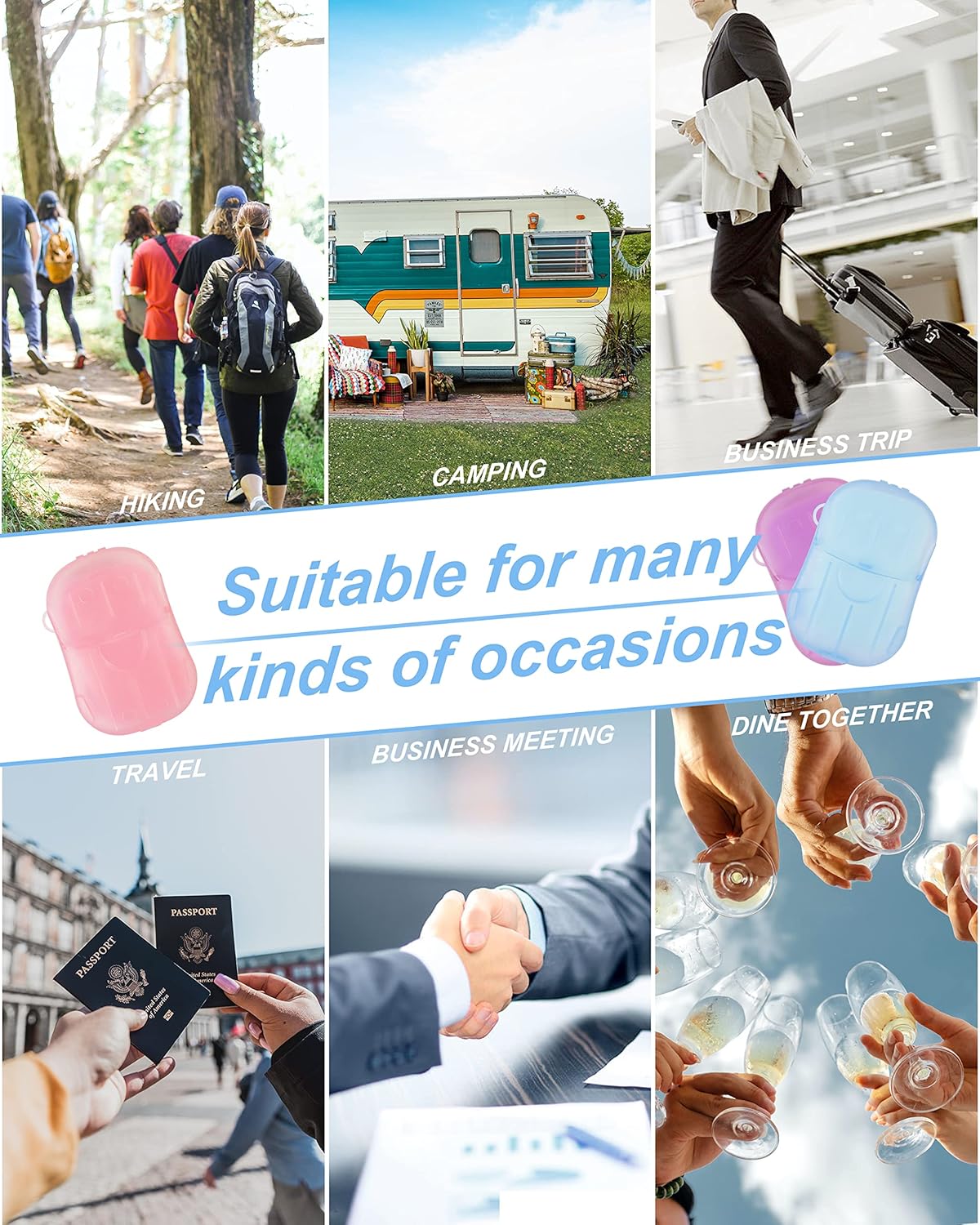 DF DUALFERV Paper Hand Soap Sheets for Traveling, 20 Pack (400 Sheets) Mini Portable Hand Soap Sheets, Scented Disposable Soap Sheet, Colorful Camping Soap Sheets, Travel Soap Sheets for Hand Washing