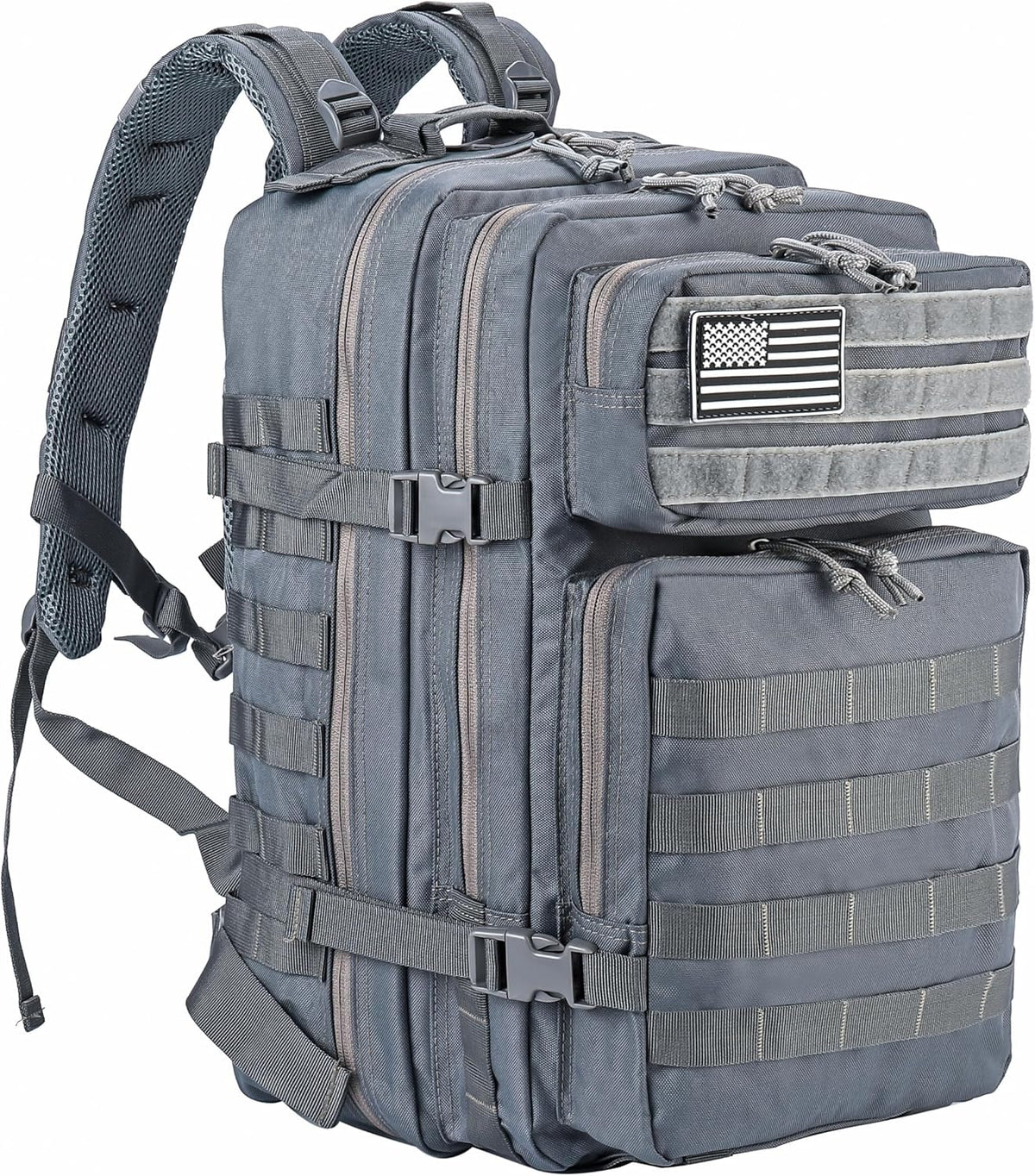 LHI Military Tactical Backpack for Men and Women 45L Army 3 Days Assault Pack Bag Large Rucksack with Molle System - Grey