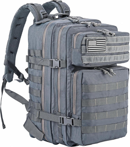 LHI Military Tactical Backpack for Men and Women 45L Army 3 Days Assault Pack Bag Large Rucksack with Molle System - Grey