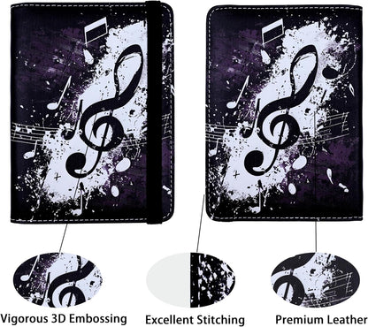 Music Note Passport Holder for Women and Men PU Leather Passport Cover for Travel