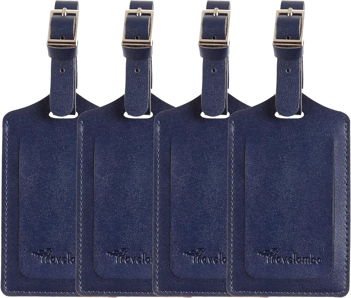Travelambo Luggage Tags for Suitcases PU Leather Travel Tags Bag Tags Privacy Protection Travel Essentials