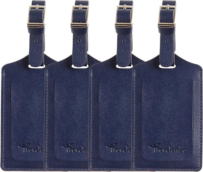 Travelambo Luggage Tags for Suitcases PU Leather Travel Tags Bag Tags Privacy Protection Travel Essentials