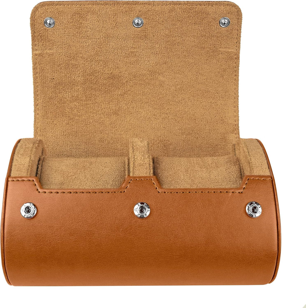 Barton Leather Watch Roll for 2 Watches | Convenient Organizer Case for Travel & Storage | Fits Classic & Smart Watches (Up to 46mm) | Compact, Durable, Lightweight, Stylish - Brown