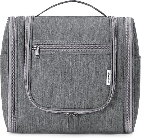 Narwey Hanging Toiletry Bag for Women Travel Makeup Bag Organizer Toiletries Bag Men for Cosmetics Essentials Accessories (Large, Grey)