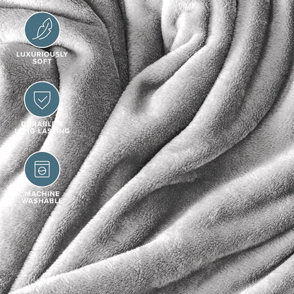Bare Home Fleece Blanket - King Size - Ultra-Soft Lightweight for Bed, Sofa, and Couch - Luxury Microplush - Cozy Warm Blanket (King, Light Grey)