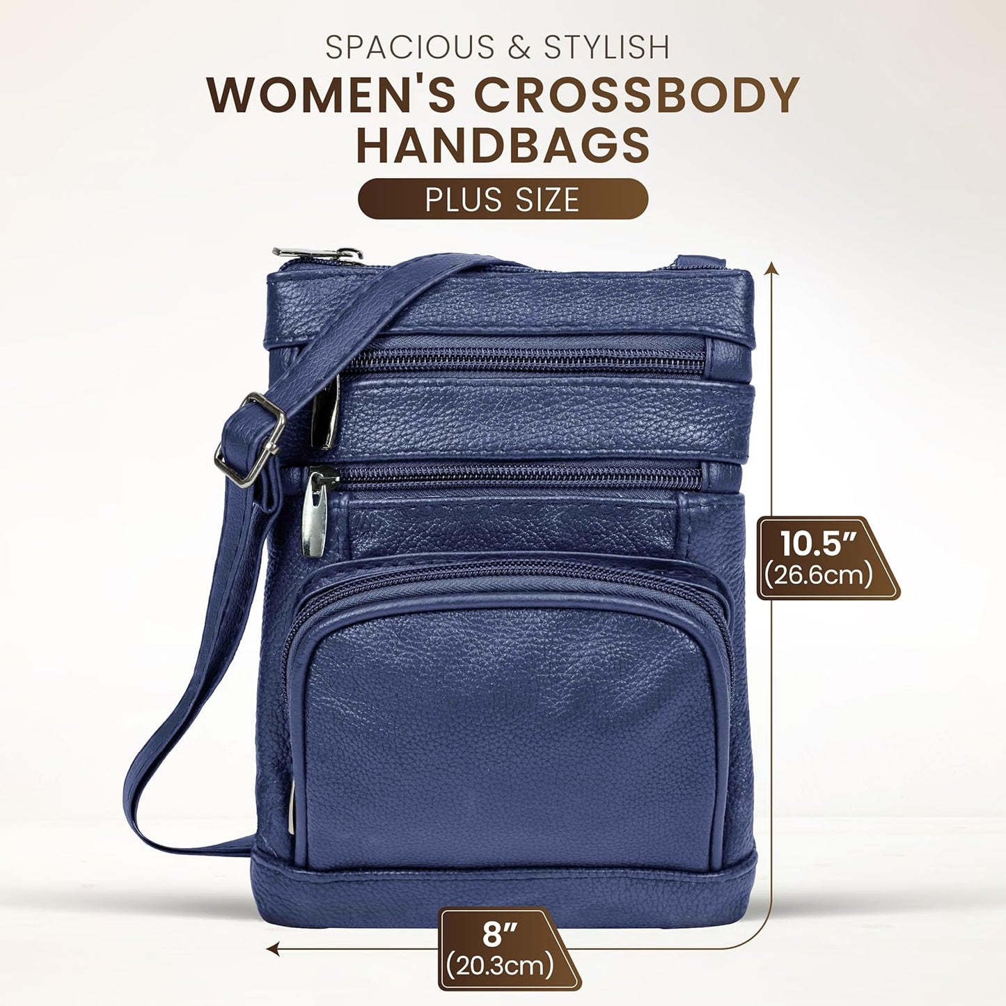 Krediz leather Crossbody Purses for Women, Multi Pocket Crossbody Purse with Adjustable Strap, Soft & Durable Leather Purse