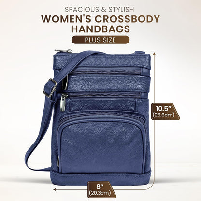 Krediz leather Crossbody Purses for Women, Multi Pocket Crossbody Purse with Adjustable Strap, Soft & Durable Leather Purse