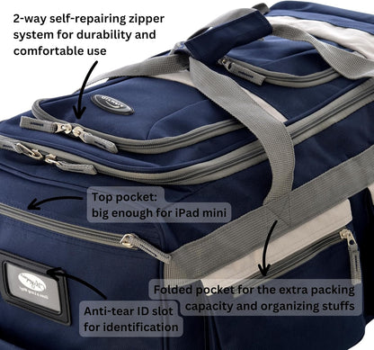 Olympia U.S.A. 29 inch Jumbo Size 8 Pockets Wheeled Rolling Duffel Bag Water Resistant Luggage Lightweight Travel Suitcase with Retractable Handle