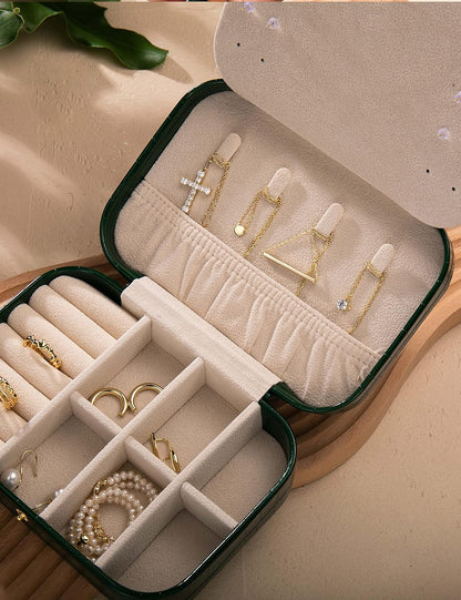 S.Leaf Travel Jewelry Organizer Travel Jewelry Boxes for Women Small Jewelry Travel Case Box Portable Travel Jewelry Case Travel Case Mini Jewelry (15_Crocodile_Brown_Big)