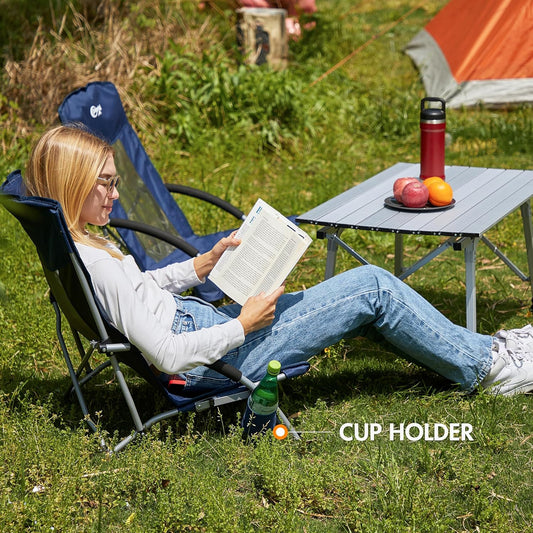 PORTAL Beach Chairs for Adults Camping Low Lightweight Portable Chair with Cup Holder Mesh Back Carry Bag for Outdoor Sand Lawn Travel Picnic Festival Concert, 350LBS