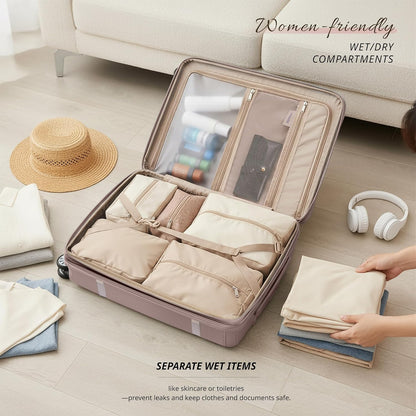 Verage Florence Hardside Carry-On Luggage with Spinner Wheels, Lightweight Expandable Suitcase with TSA Lock, Artist-Inspired Stylish Travel Luggage for Women, 20-Inch, Rose Blush