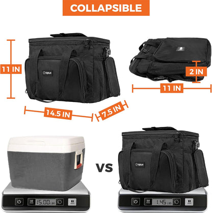 OPUX Soft Cooler Bag, Insulated Collapsible Lunch Cooler Tote for Men Work Camping Beach Travel, Portable Soft Sided Leakproof Waterproof Large Lunch Bag Box with Shoulder Strap 30 Cans, Black