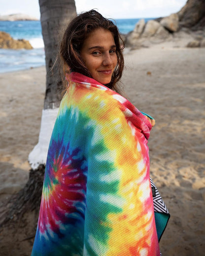 Elite Trend Microfiber Beach Towel Waffle for Adults with Bag - Extra Large 78x35 inch Lightweight Sand Free Quick Dry Towel for Travel, Swimming, Yoga, Camping (Tie Dye)