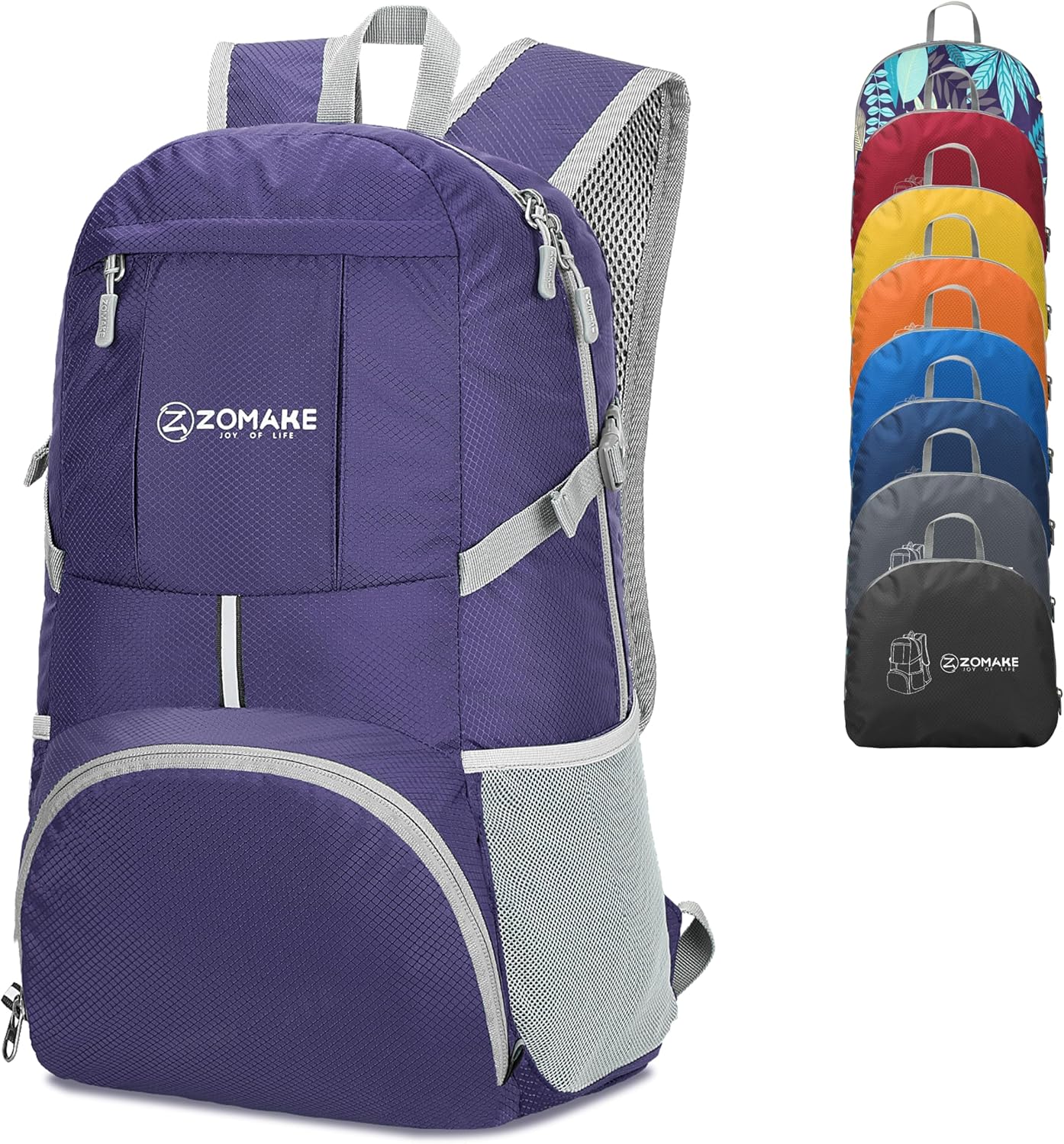 ZOMAKE Lightweight Packable Backpack 35L, Light Foldable Backpacks Water Resistant Collapsible Hiking Bag, Compact Folding Day Pack for Travel Camping(Purple)