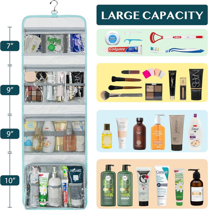 PAVILIA Travel Hanging Toiletry Bag for Women Men, Large Capacity Makeup Bag Kit, Waterproof Cosmetic Storage Organizer Case for Bathroom Shower
