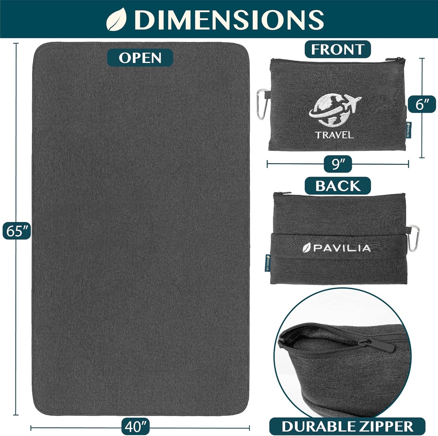 PAVILIA Travel Blanket Airplane Compact with Bag, Small Travel Pillow Blanket for Long Flights, Lightweight Plane Blanket with Luggage Strap, Camping Blanket for Traveler Essentials, Black, 65x40