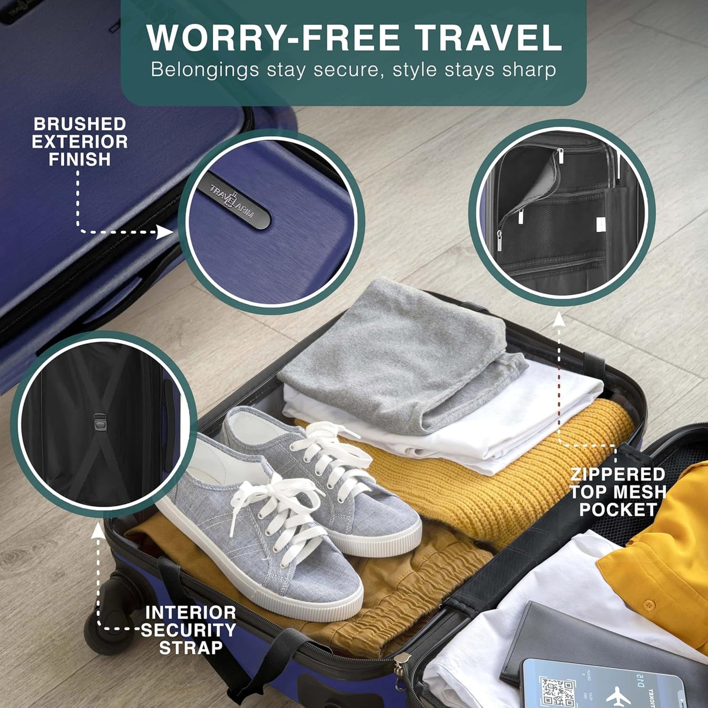 24 Inch Luggage with Spinner Wheels, Hard Shell Suitcase with TSA Locks for Luggage, Travel Large Suitcase, Expandable Hard Shell Suitcases, Navy