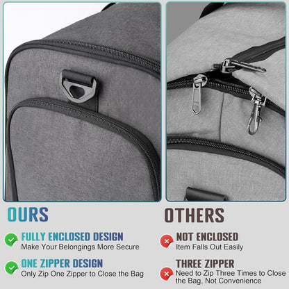 Convertible Garment Duffel Bag with Mesh Storage Bag, Water-Resistance Carry On Garment Bag with Suit Compartment, 2 in 1 Hanging Suit Travel Bag