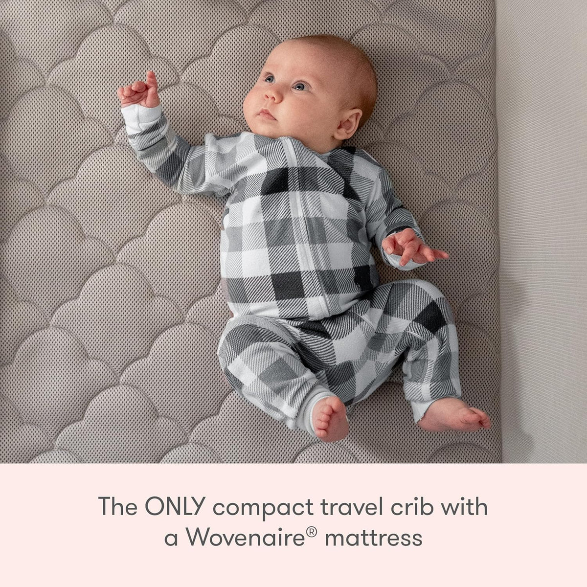 Newton Baby Compact Travel Crib & Play Yard | Breathable & Washable Mattress, Foldable Carry-On Size, Backpack Straps, Gray, Newton Bassinet Attachment NOT Compatible