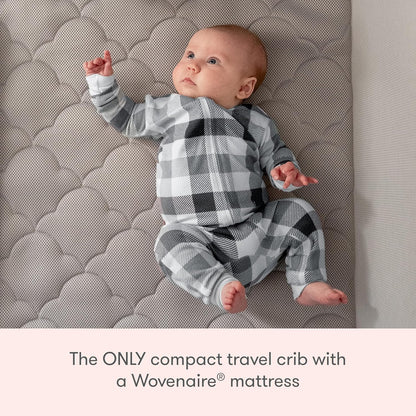 Newton Baby Compact Travel Crib & Play Yard | Breathable & Washable Mattress, Foldable Carry-On Size, Backpack Straps, Gray, Newton Bassinet Attachment NOT Compatible