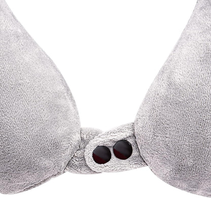 Inflatable Travel Neck Pillow: Extra-Soft, Cushion. For Airplanes, Trains, Cars, Portable Travel Accessory-With Carrying Pouch For cell phone and Passport Etc. (Grey)