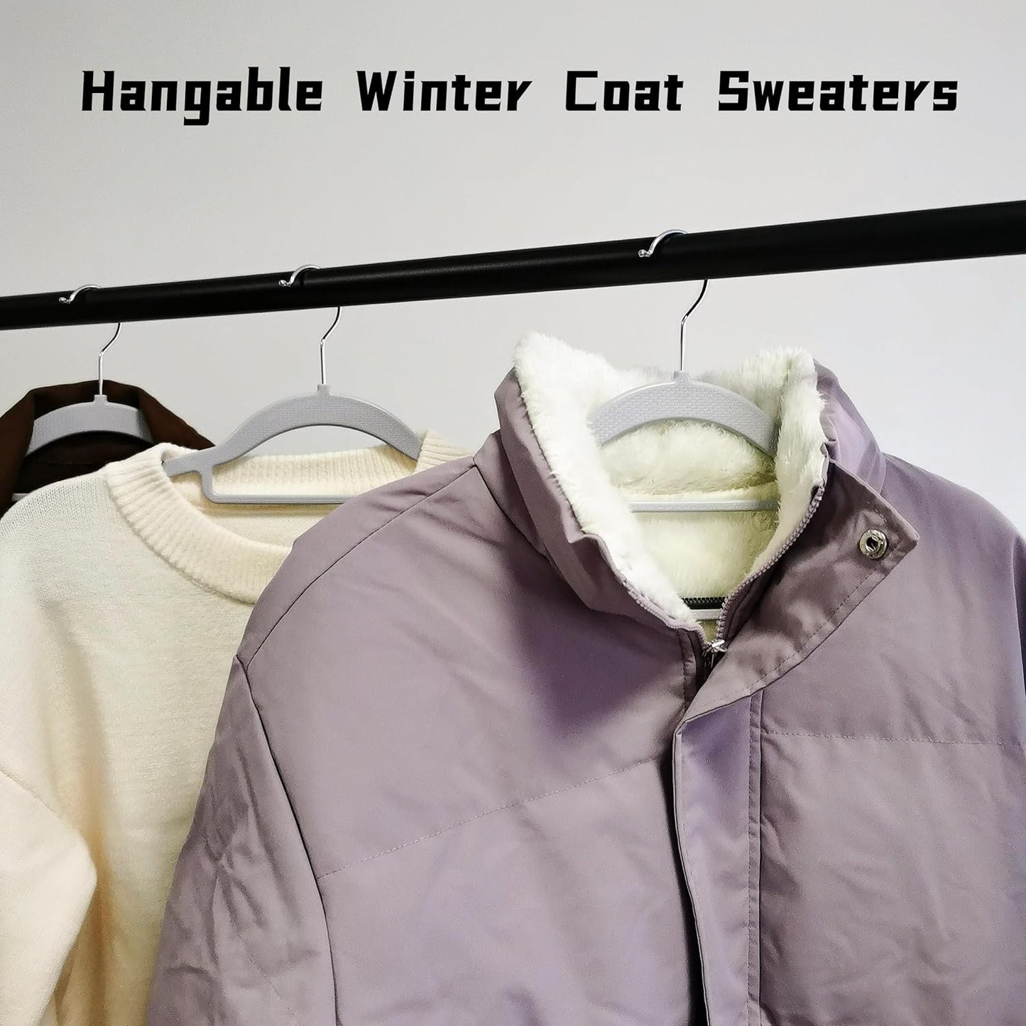 50 Pack Plastic Clothes Hangers Non Slip - 16.5 Inch Slim Space Saving Hangers for Closet, Heavy Duty Non-Slip Garment Hangers with 360° Swivel Hooks