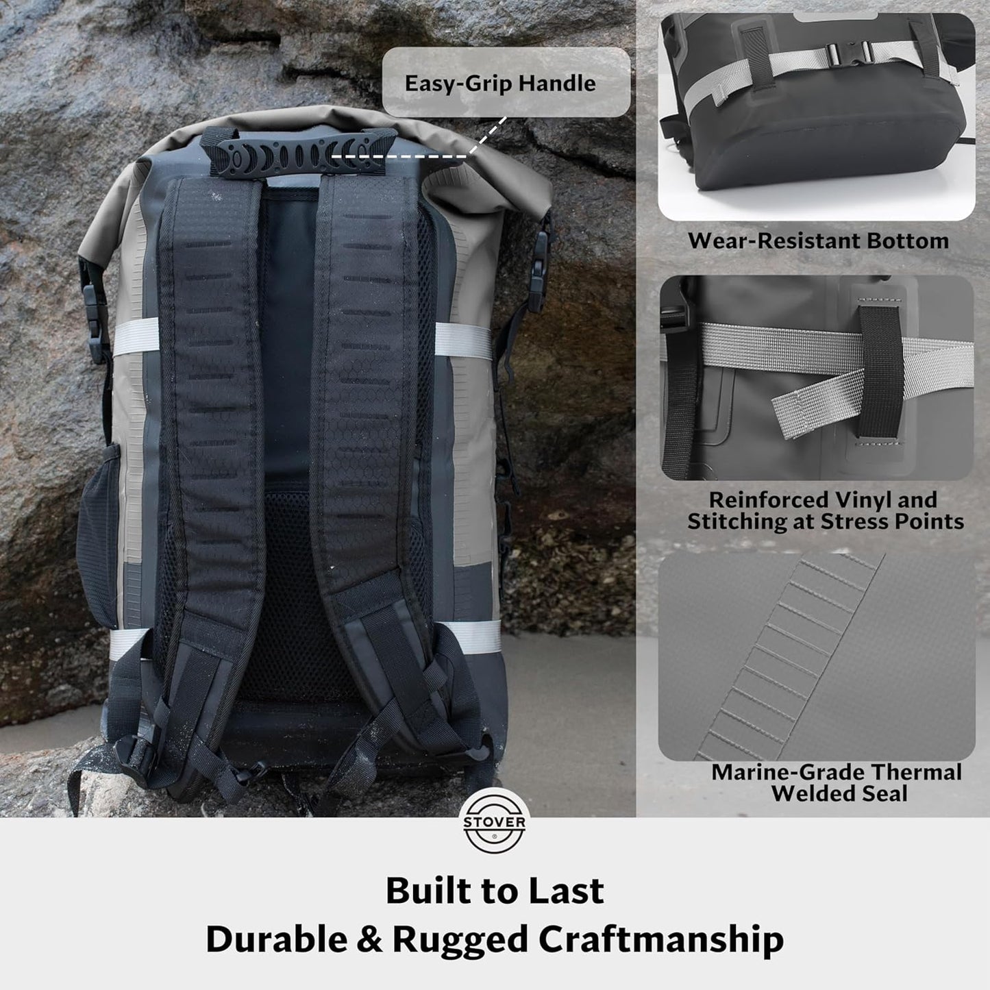 STOVER 5/10/25/30/40/55L Waterproof Backpack- Floating Dry Bag for Kayaking, Travel, Beach, Hiking, & Camping, Men/Women